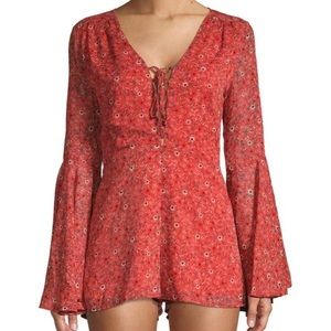 Lea& Viola Floral Printed Ruffles Sleeves Romper Size M